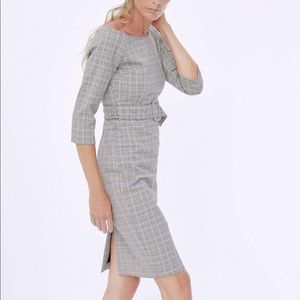 Zara Belted Checkered Dress